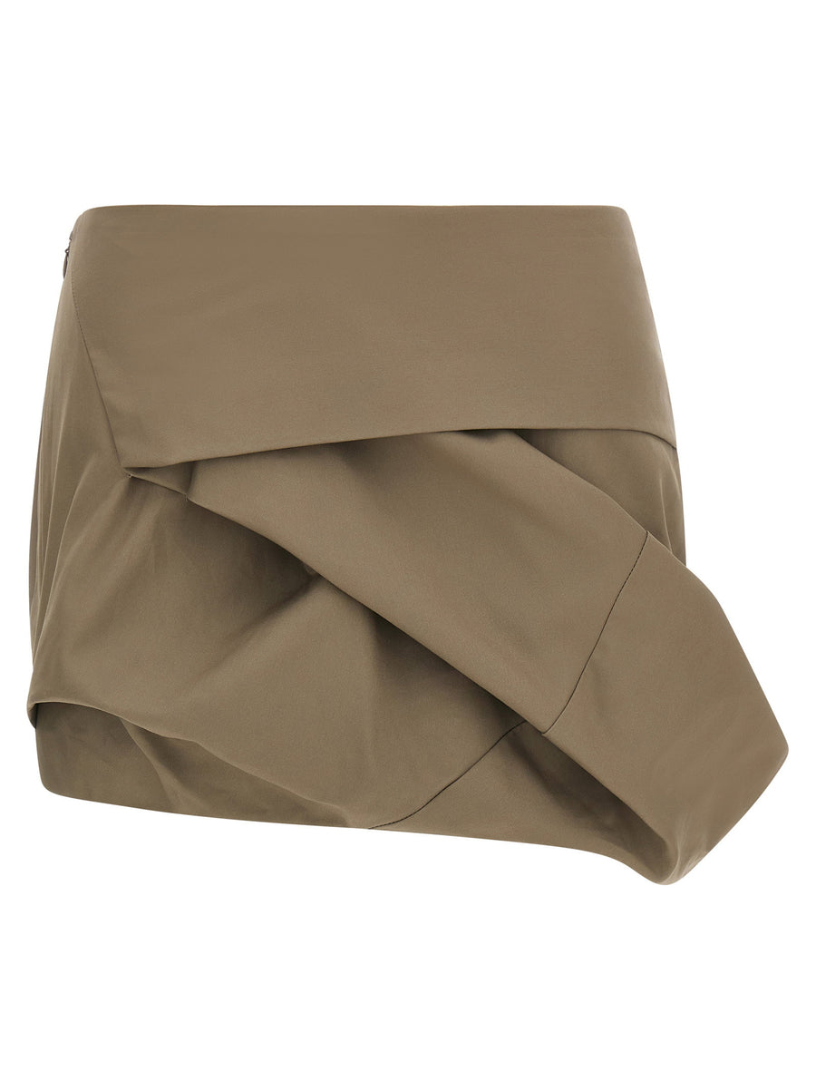 Entire Studios Structured Gray Cotton Mini Skirt With Draped Panel And Pinces For Women Professionals