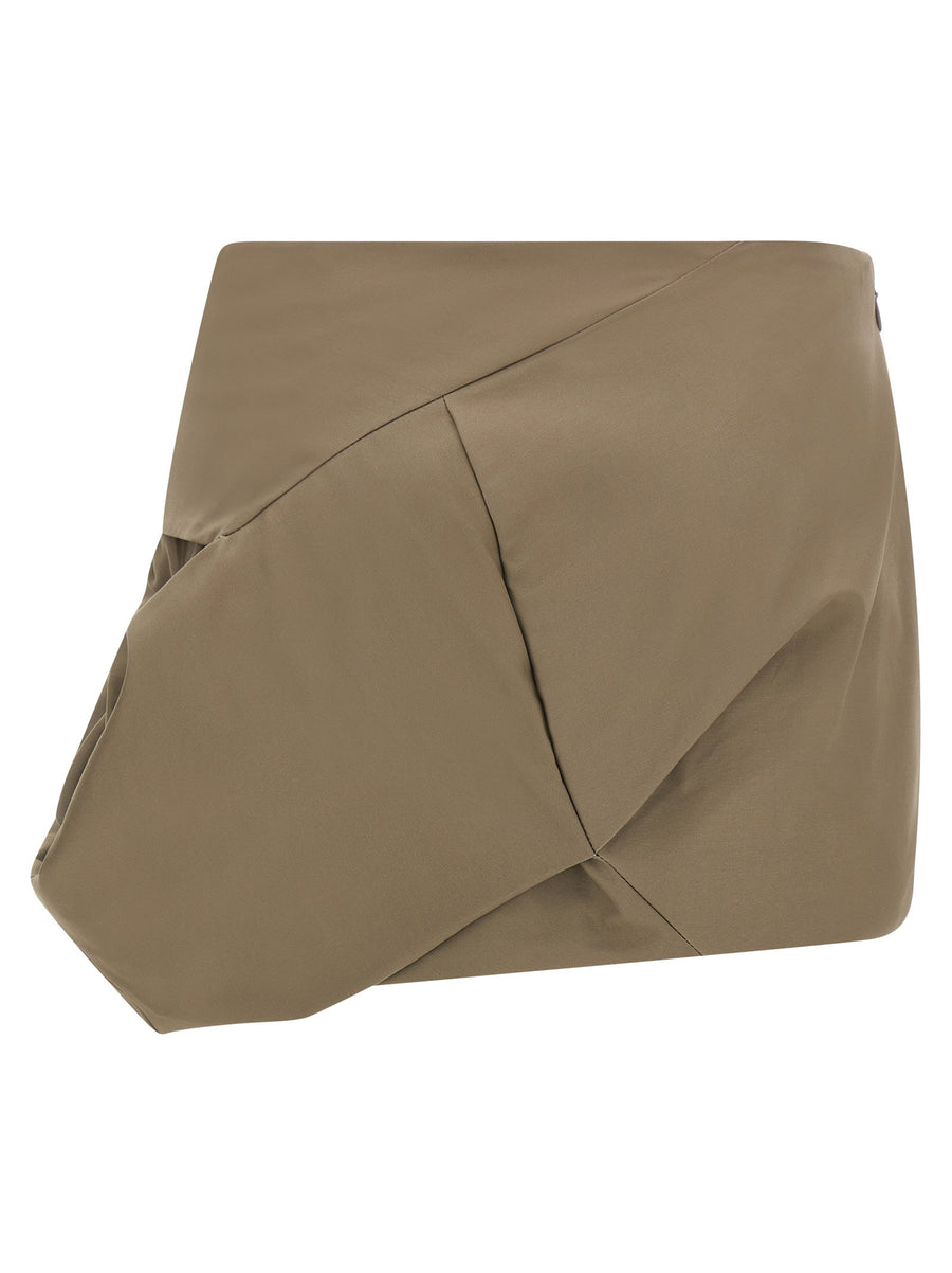 Entire Studios Structured Gray Cotton Mini Skirt With Draped Panel And Pinces For Women Professionals