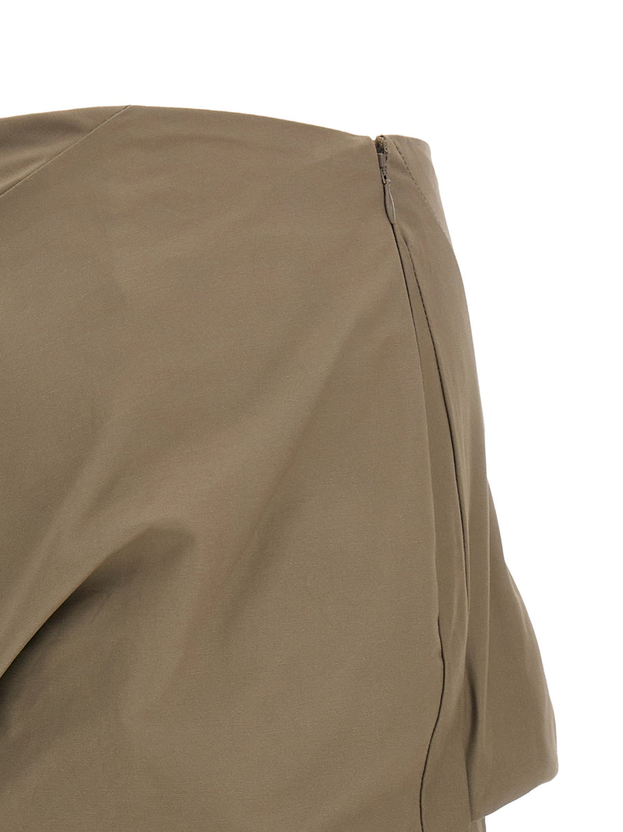 Entire Studios Structured Gray Cotton Mini Skirt With Draped Panel And Pinces For Women Professionals