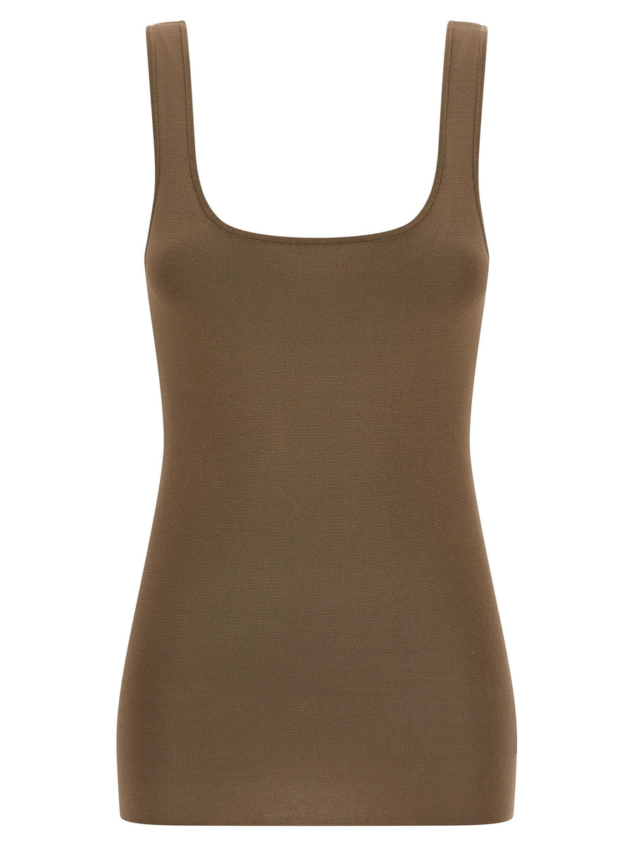 Entire Studios Square Neckline Top Stretch Viscose For Women Brown Versatile Tailoring Friendly Essential