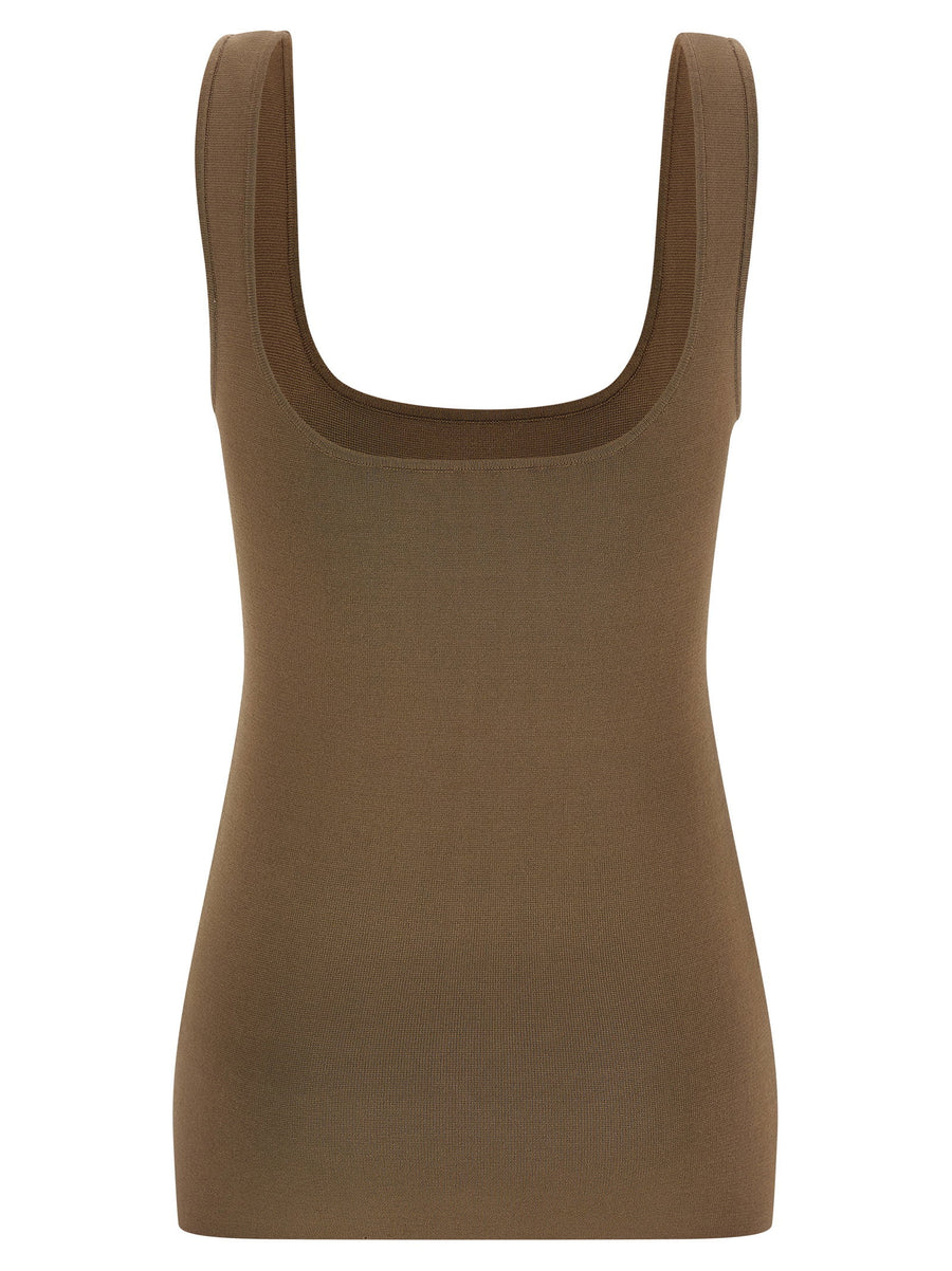Entire Studios Square Neckline Top Stretch Viscose For Women Brown Versatile Tailoring Friendly Essential