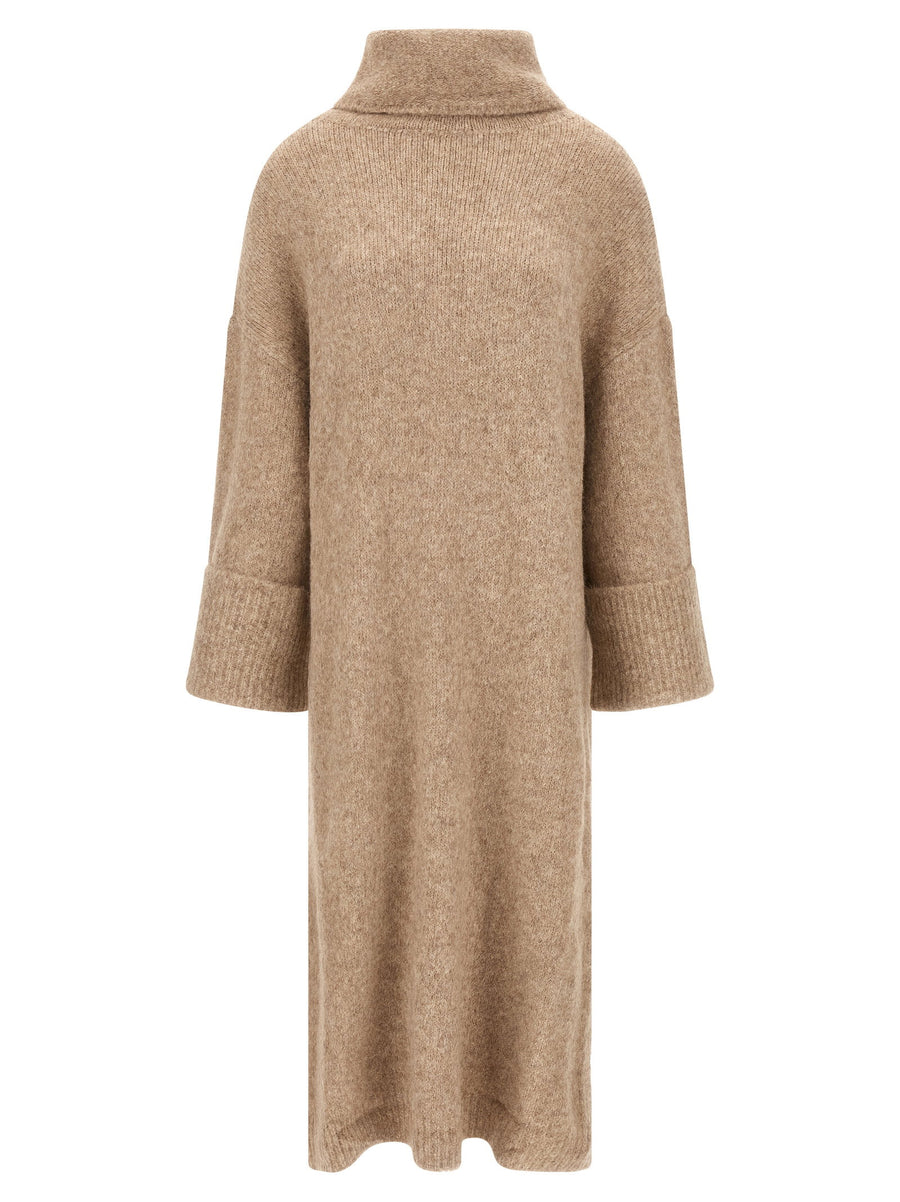 Beige Alpaca Knit Midi Dress Manhattan by Entire Studios for Women Warm Texture and Modern Silhouette