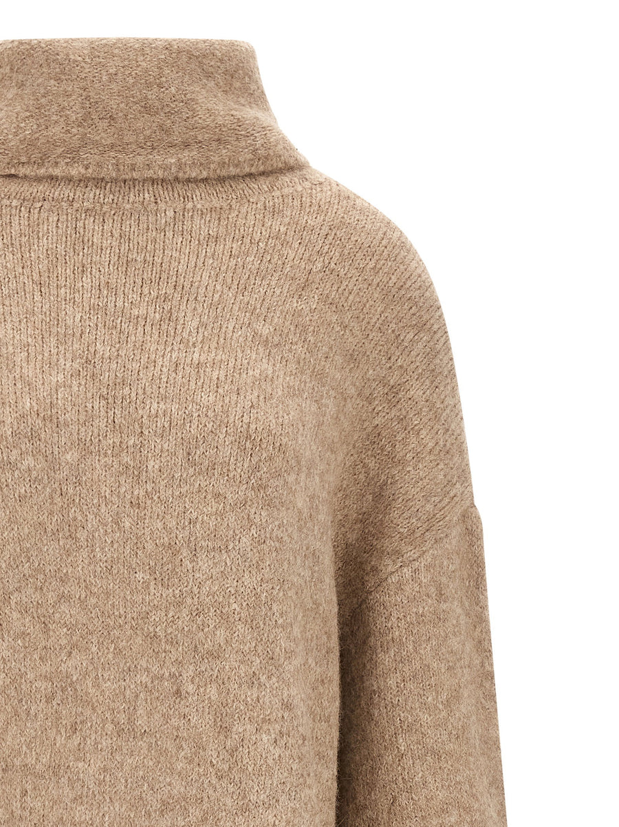 Beige Alpaca Knit Midi Dress Manhattan by Entire Studios for Women Warm Texture and Modern Silhouette