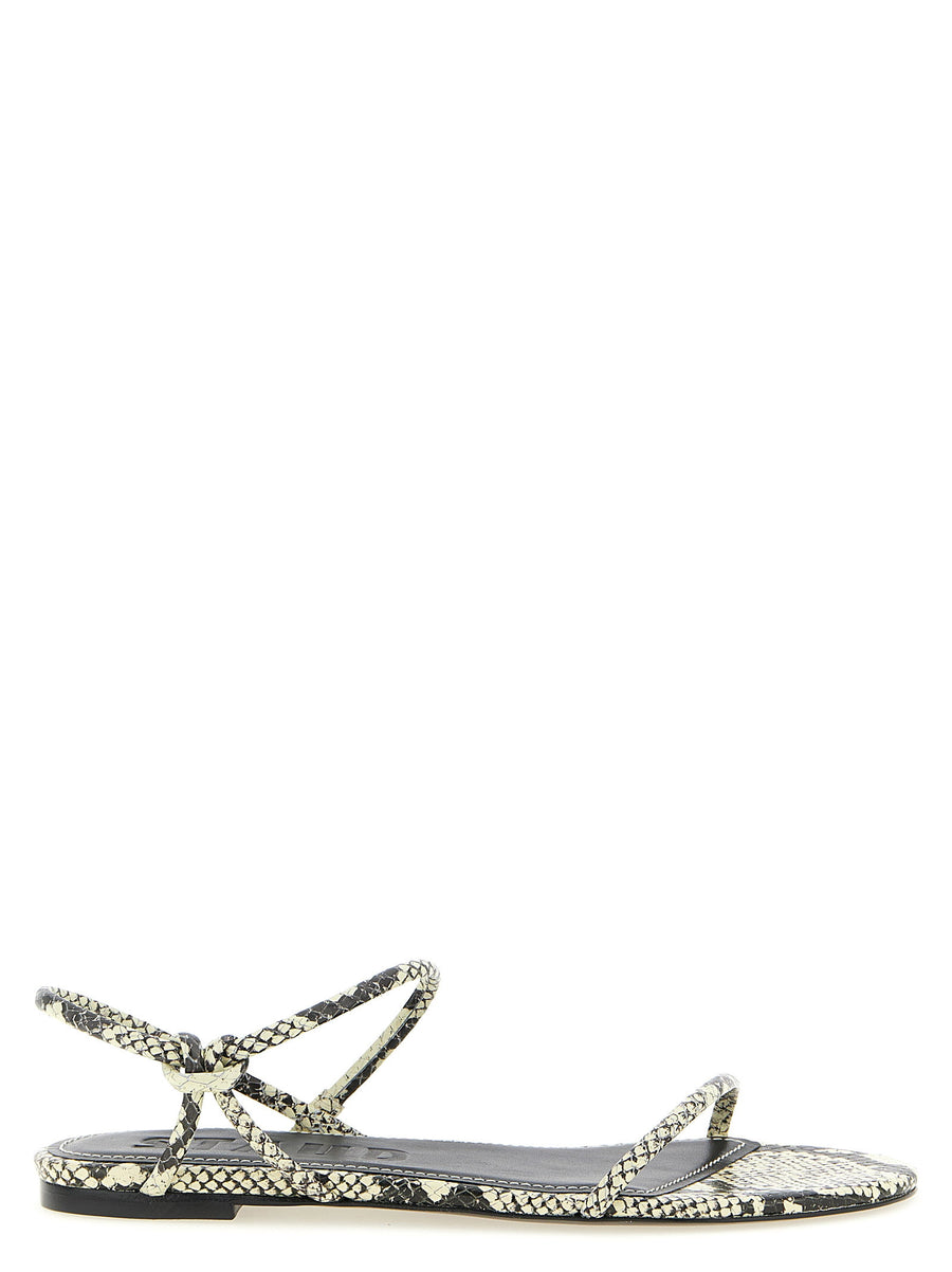 Staud Laurel Sandals Python Print Leather For Women Tubular Straps Leather Sole Luxury Summer Essential