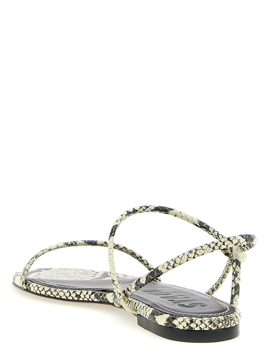 Staud Laurel Sandals Python Print Leather For Women Tubular Straps Leather Sole Luxury Summer Essential