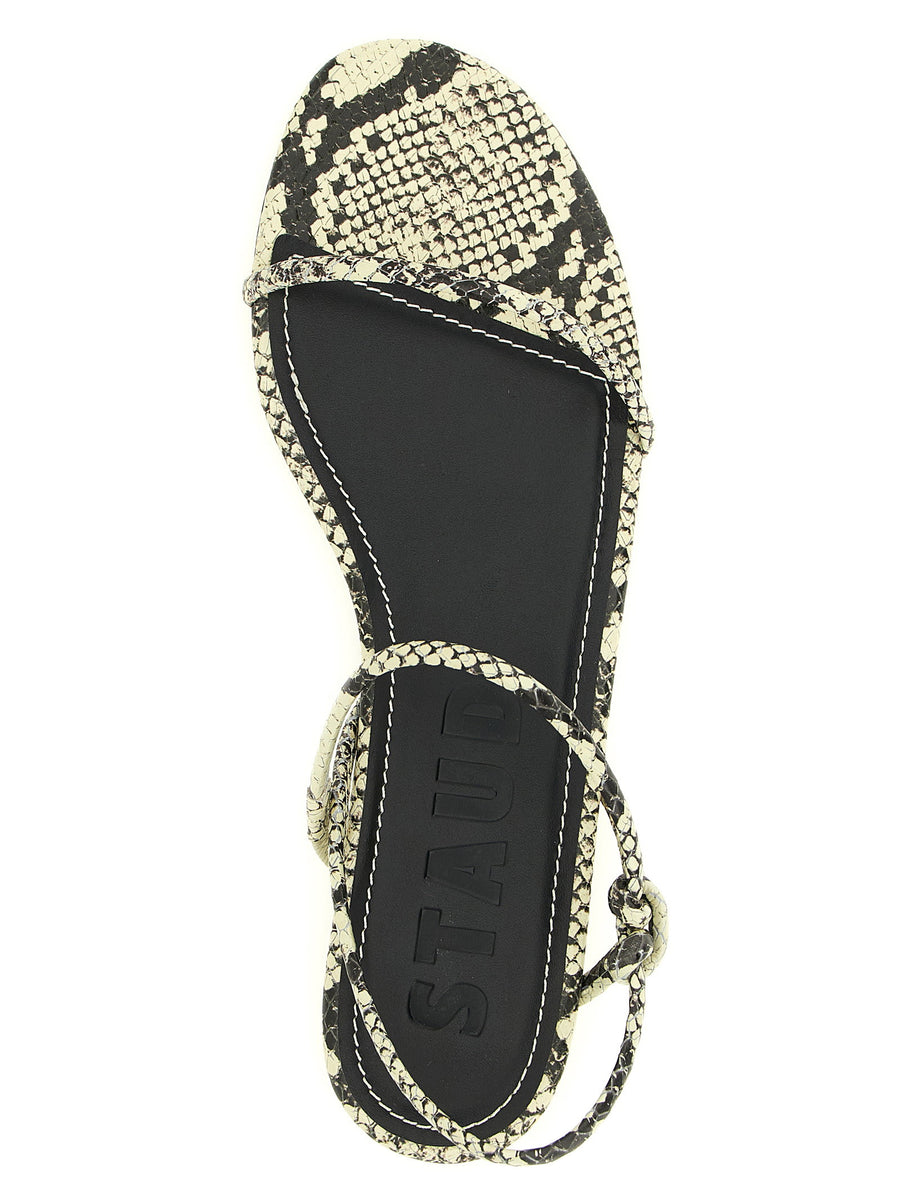 Staud Laurel Sandals Python Print Leather For Women Tubular Straps Leather Sole Luxury Summer Essential