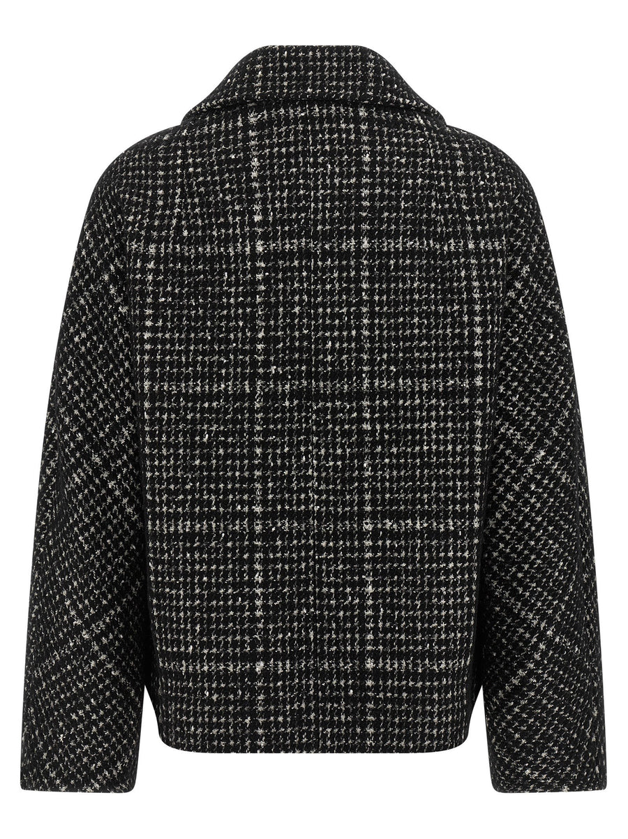 Dolce And Gabbana Houndstooth Coat For Women Luxury Wool Blend Double Breasted Timeless Style