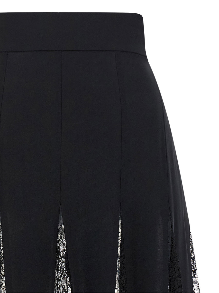 Dolce And Gabbana Charmeuse Skirt With Lace In Black