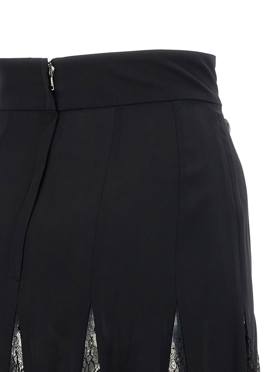 Dolce And Gabbana Charmeuse Skirt With Lace In Black