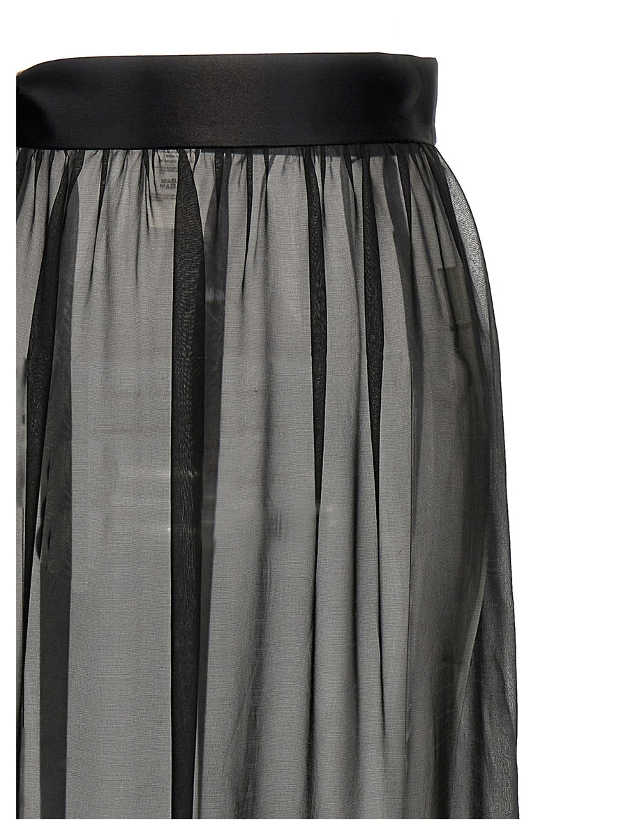 Dolce And Gabbana Silk Chiffon Long Skirt With Satin Belt For Women Luxury Evening Wear