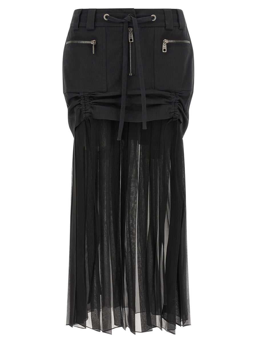Dolce and Gabbana Chic Twill Silk Chiffon Midi Skirt Women