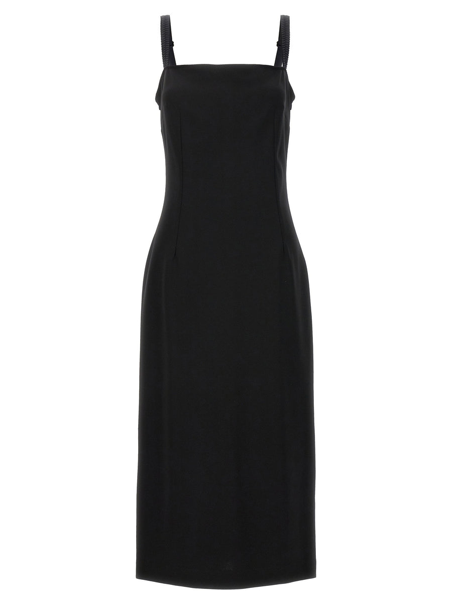Dolce And Gabbana Milan Stitch Dress Black With Milano Stretch Jersey For Women Eveningwear