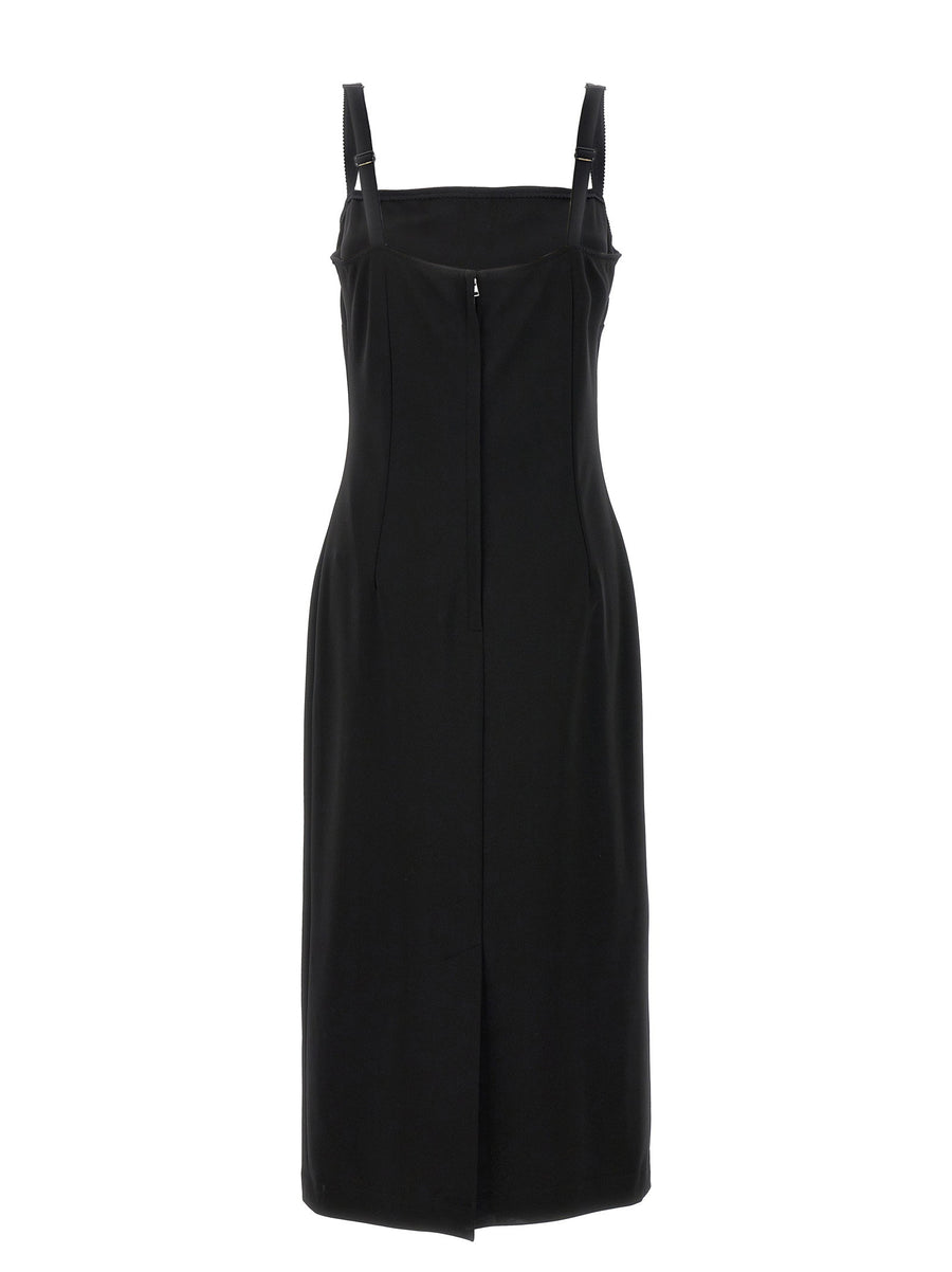 Dolce And Gabbana Milan Stitch Dress Black With Milano Stretch Jersey For Women Eveningwear