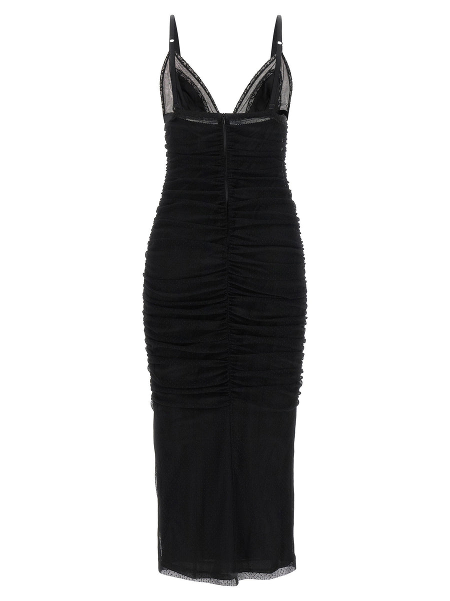 Dolce and Gabbana Longuette Slip Dress Black Lace Bodice Spring Summer 2026