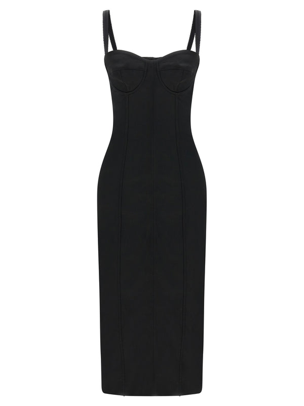 Dolce And Gabbana Black Sicily Bra Corset Dress Satin Silk Blend