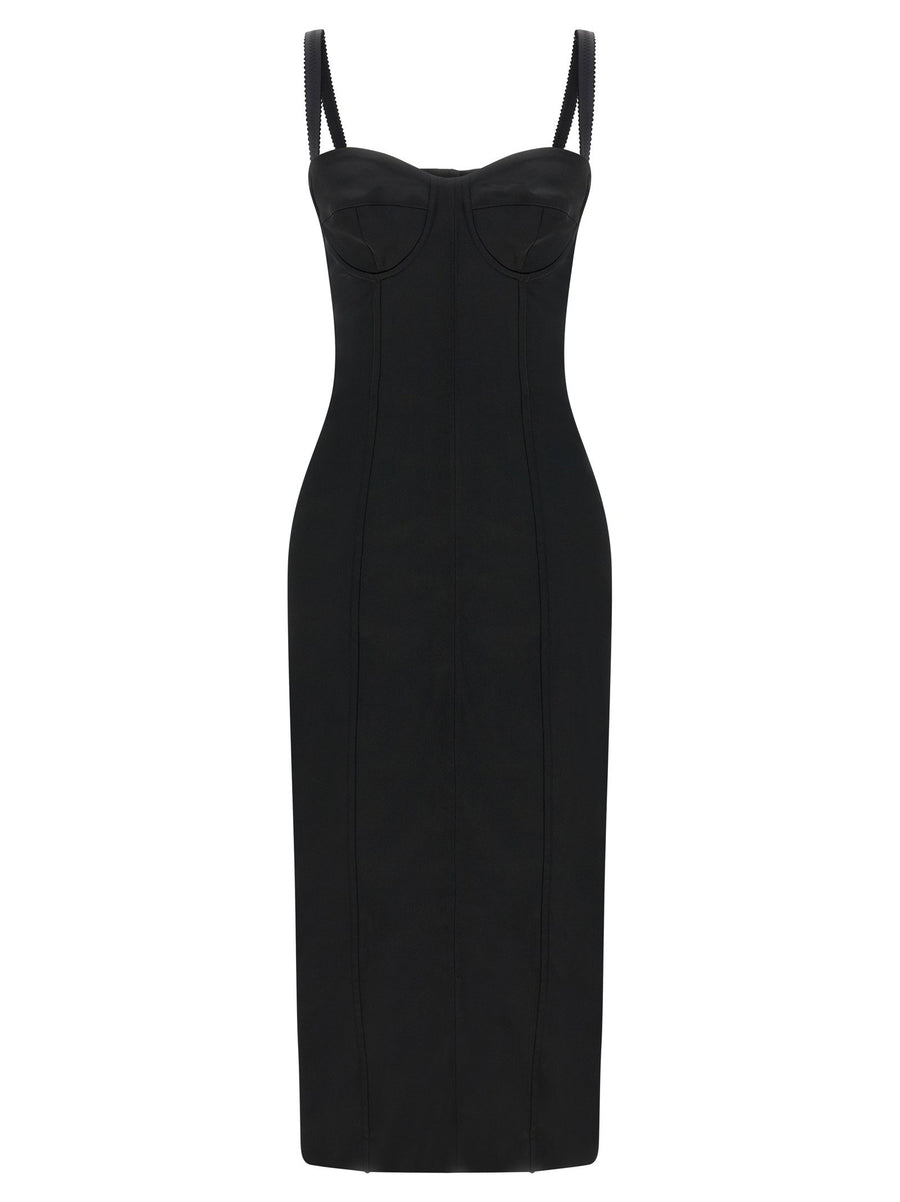 Dolce And Gabbana Black Sicily Bra Corset Dress Satin Silk Blend