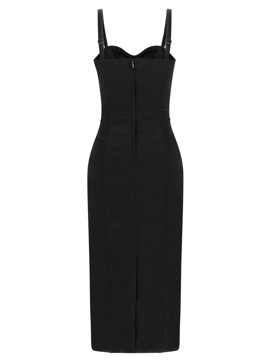 Dolce And Gabbana Black Sicily Bra Corset Dress Satin Silk Blend