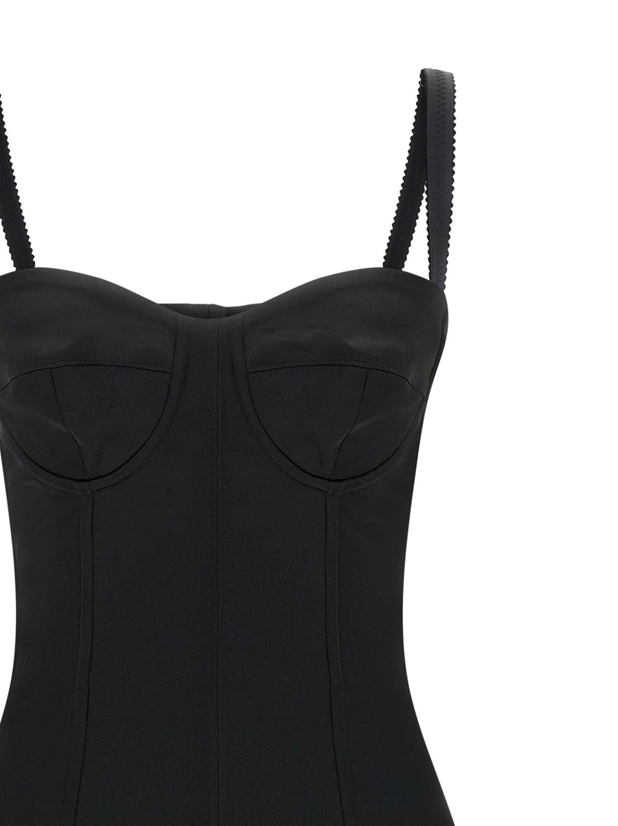 Dolce And Gabbana Black Sicily Bra Corset Dress Satin Silk Blend