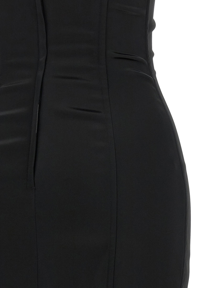 Dolce And Gabbana Black Sicily Bra Corset Dress Satin Silk Blend