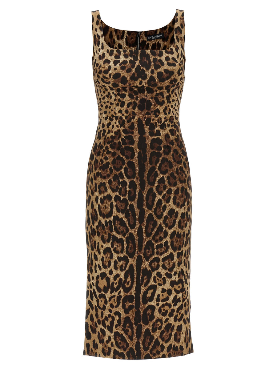 Dolce And Gabbana Silk Charmeuse Midi Dress In Brown