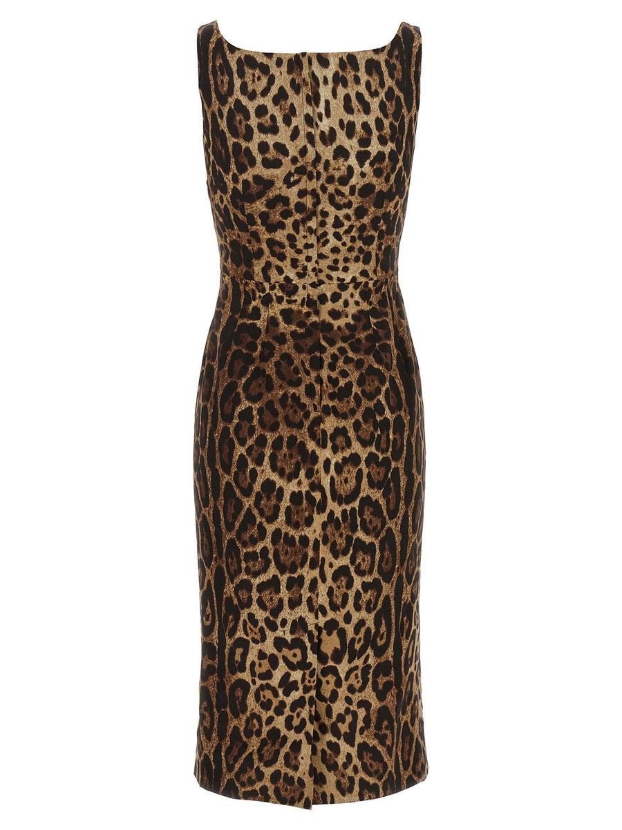 Dolce And Gabbana Silk Charmeuse Midi Dress In Brown