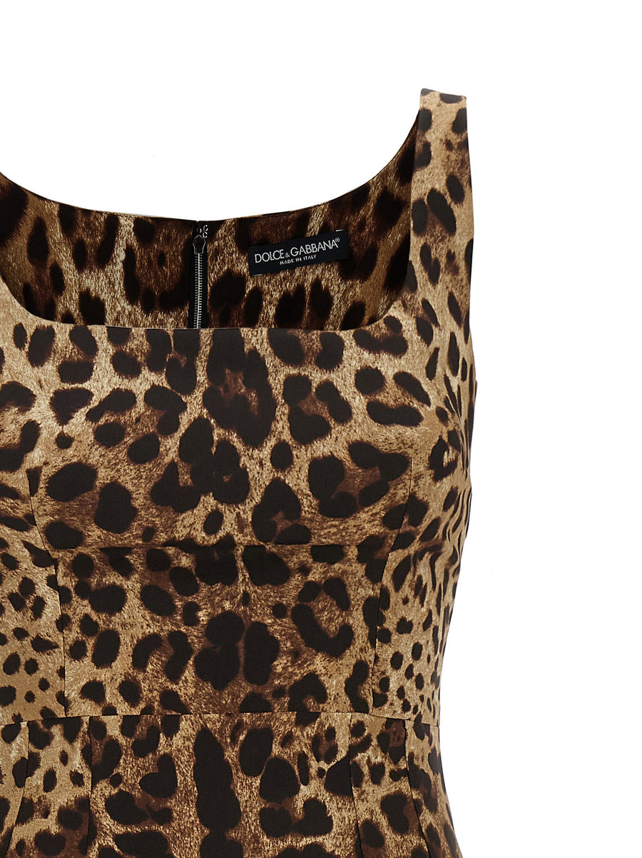 Dolce And Gabbana Silk Charmeuse Midi Dress In Brown
