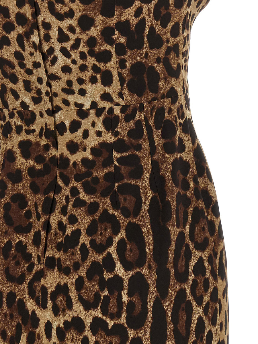 Dolce And Gabbana Silk Charmeuse Midi Dress In Brown