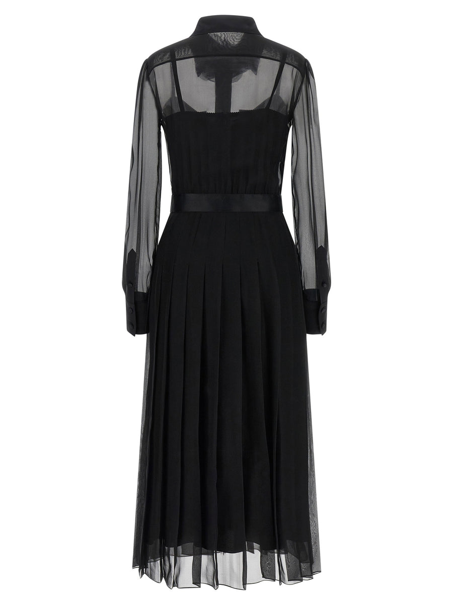 Dolce And Gabbana Black Silk Chiffon Longuette Dress