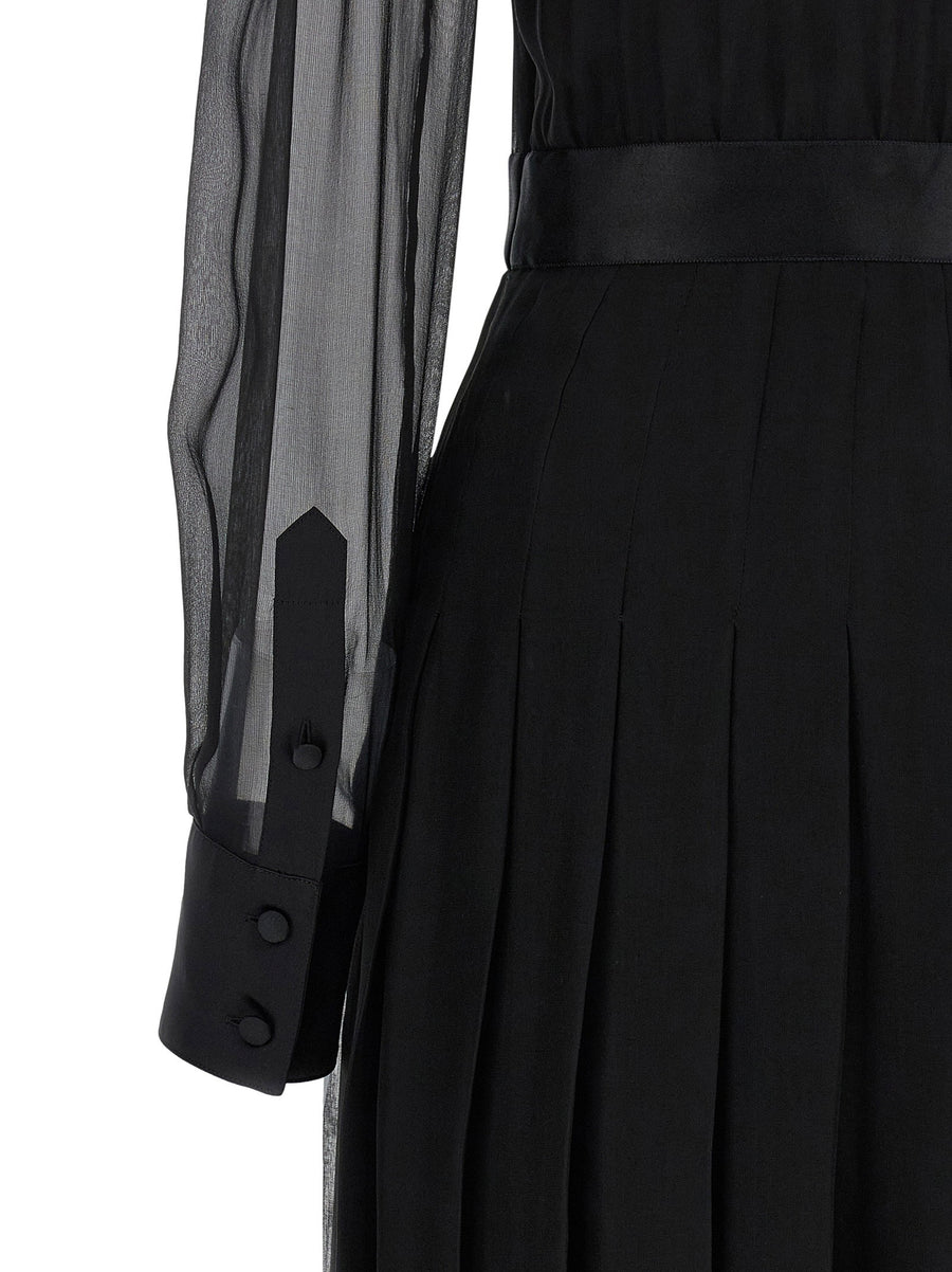 Dolce And Gabbana Black Silk Chiffon Longuette Dress