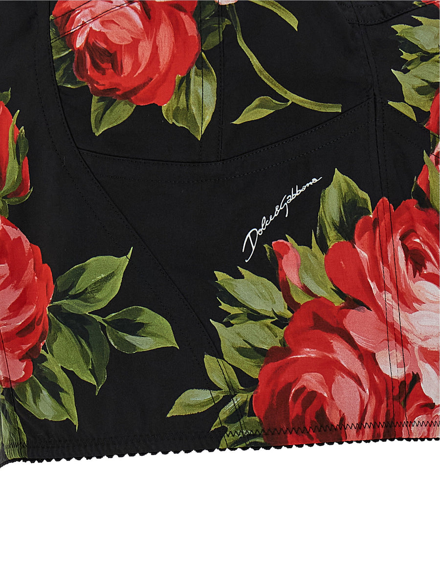 Luxurious Dolce And Gabbana Bouquet Rose Print Bustier Top For Women With Preformed Cups And Structured Fit