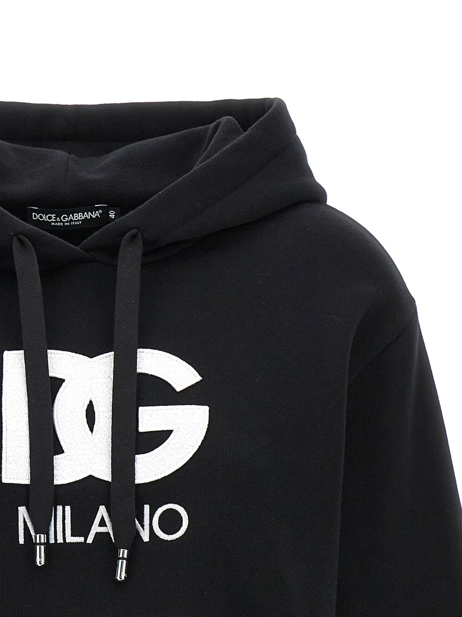 Dolce & Gabbana Logo Embroidery Cropped Hoodie