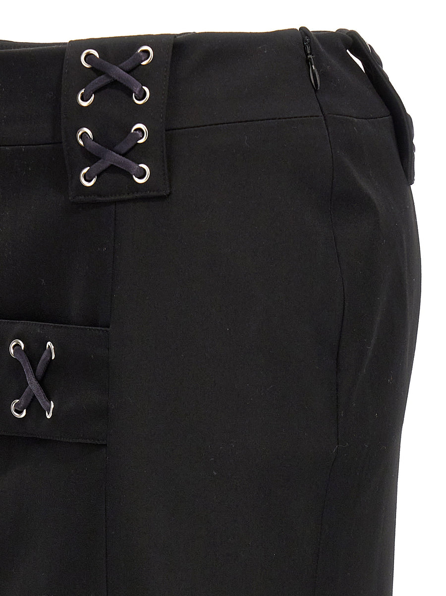 Alessandra Rich Lace Detail Wool Blend Skirt For Women, Elegant Workwear And Evening Silhouette