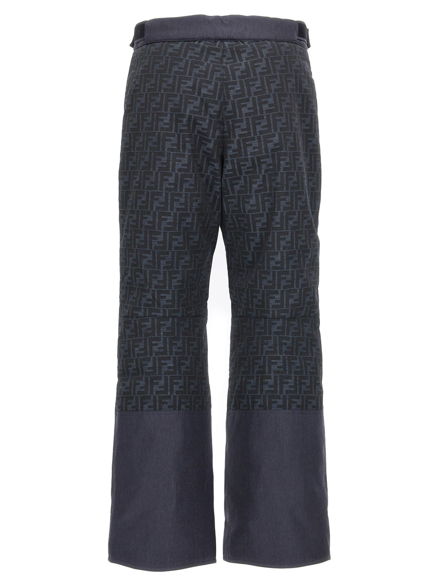 Fendi FF Ski Pants Blue Water Repellent Denim Effect Trousers