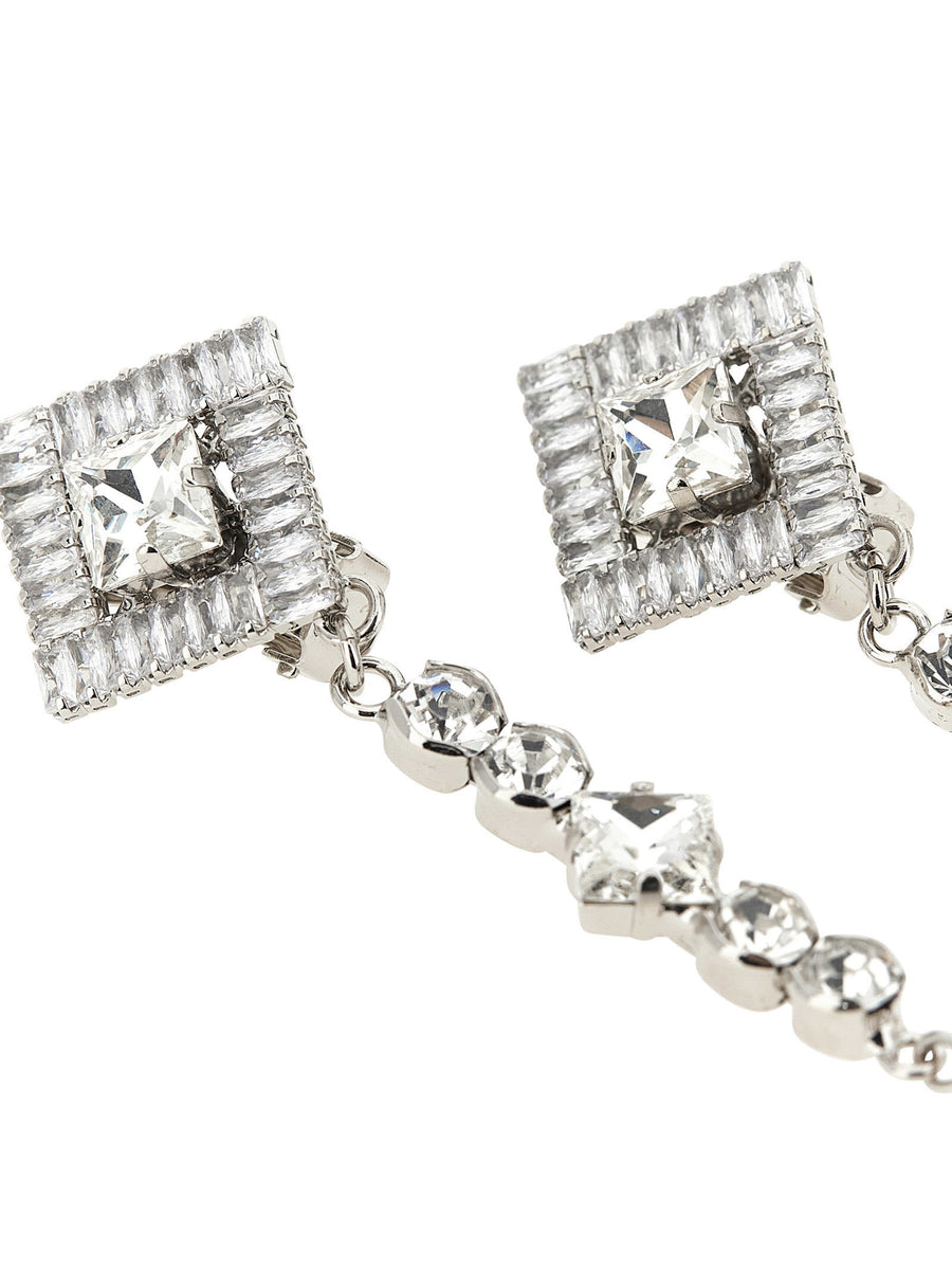 Alessandra Rich Crystal Pendant Earrings Clip Closure Sparkling Day to Evening Wear for Women