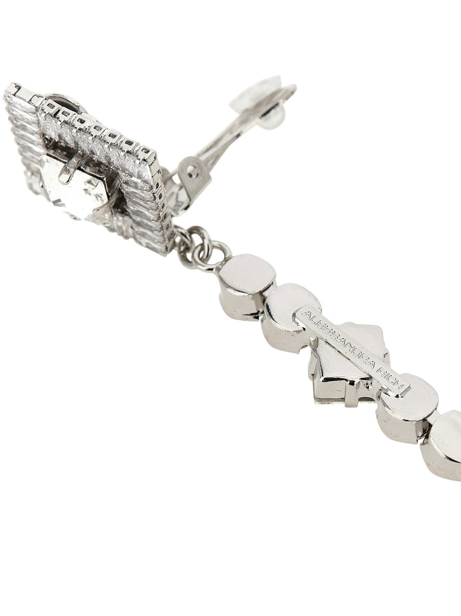 Alessandra Rich Crystal Pendant Earrings Clip Closure Sparkling Day to Evening Wear for Women