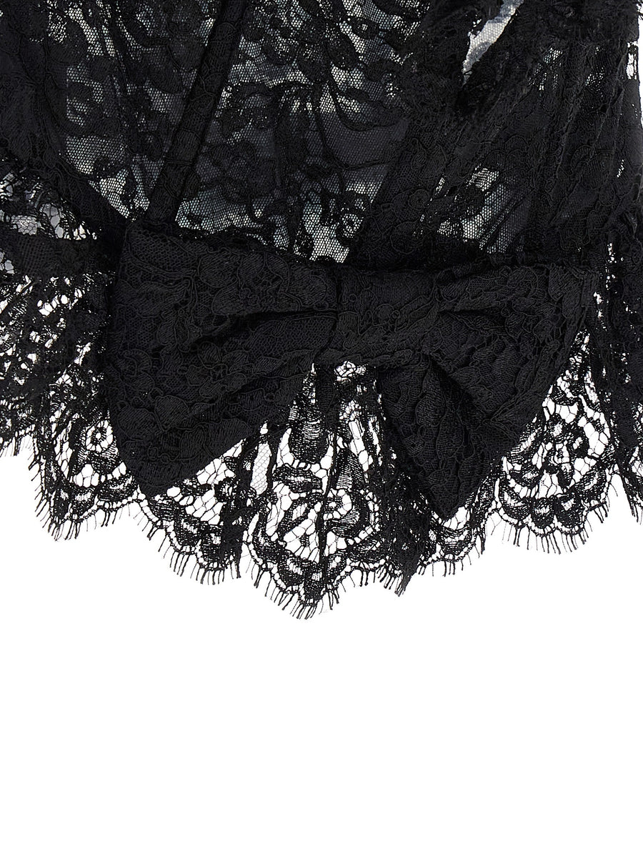 Alessandra Rich Lace Bow Bustier Top For Women Off Shoulder Eveningwear Elegance