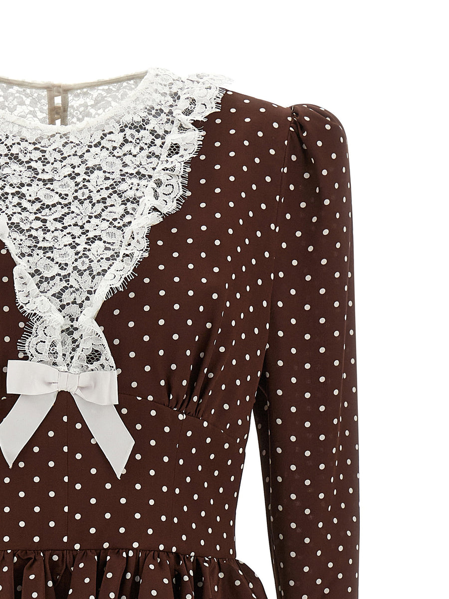 Alessandra Rich Polka Dot Midi Dress