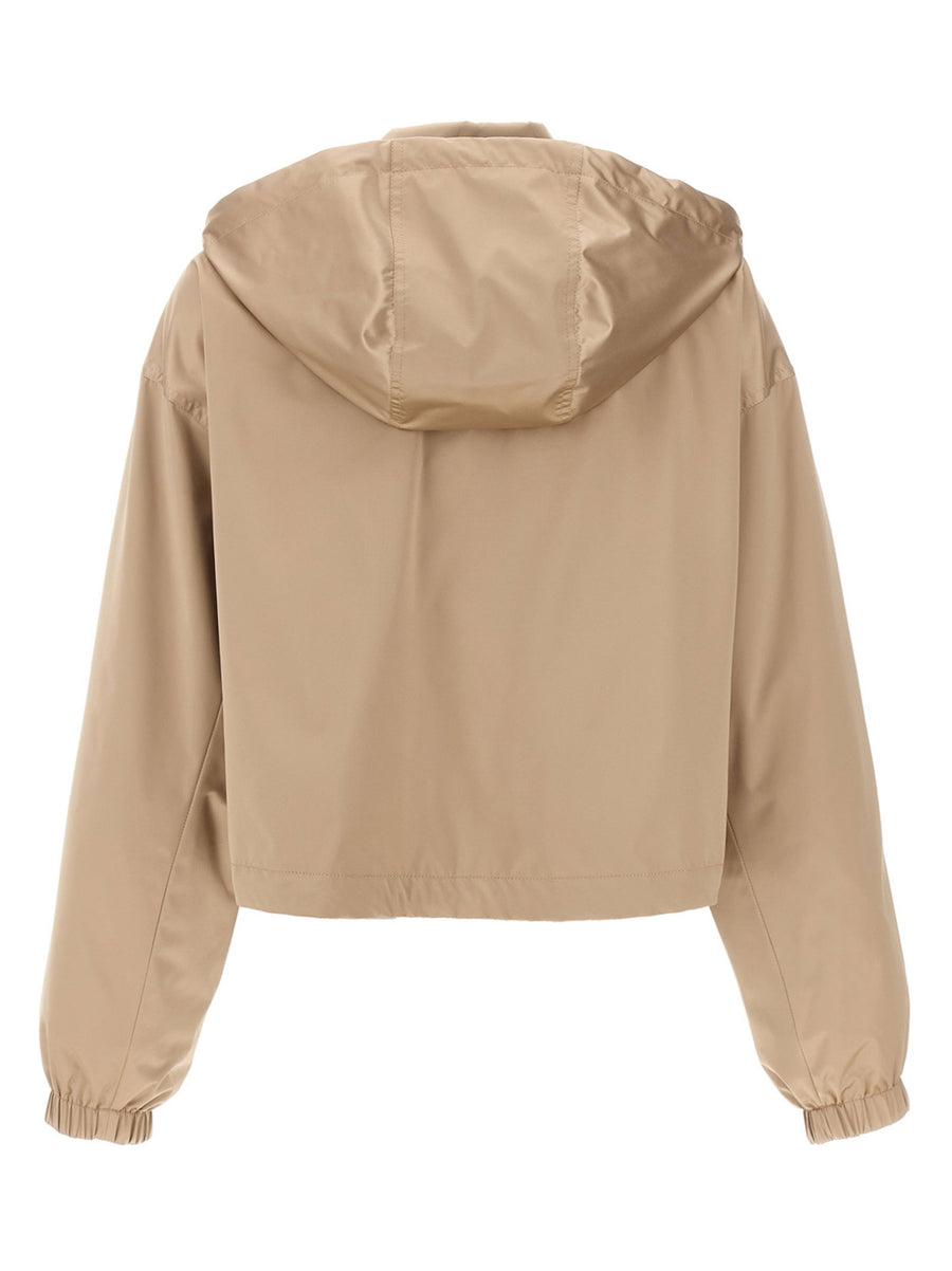 Fendi Stamp 1925 Anorak Women Cropped Tech Silk Jacket With Luxurious Front Patch And FF Jacquard Lining
