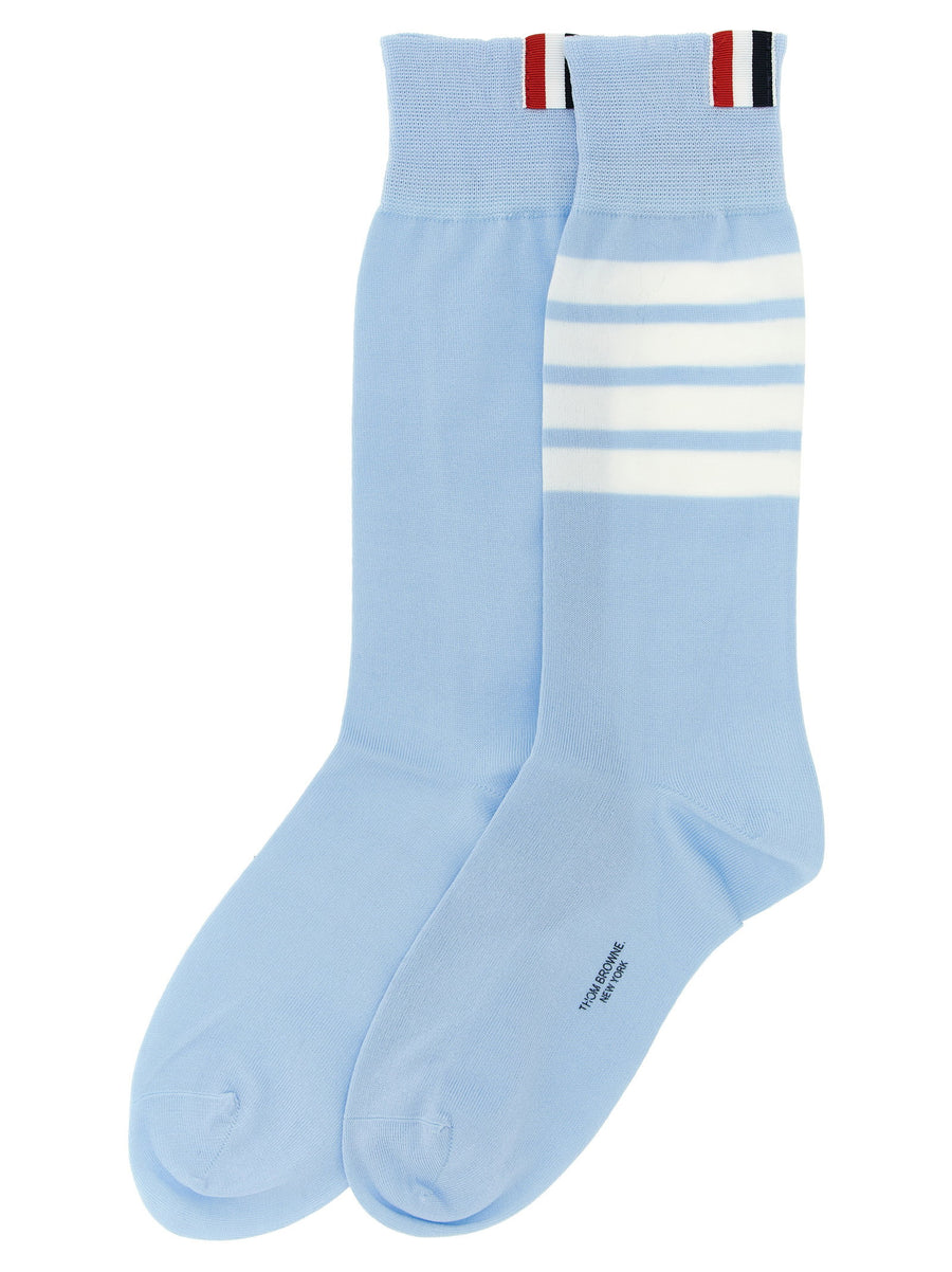 Thom Browne 4 Bar Socks Cotton Blend with Subtle Signature Intarsia for Women Beachwear and Casual Wear
