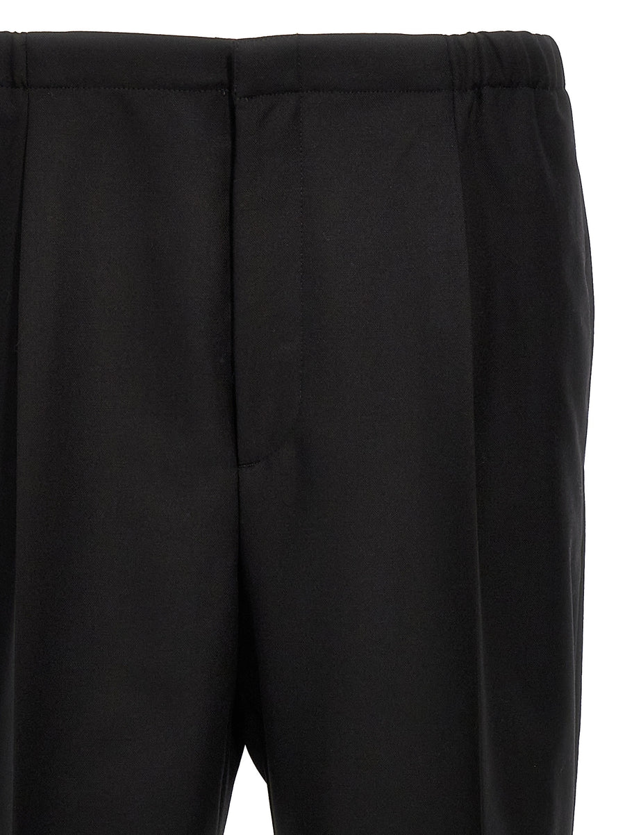 Fendi Luxury Cool Wool Pants For Women In Black Virgin Wool With Straight Silhouette Desk To Dinner