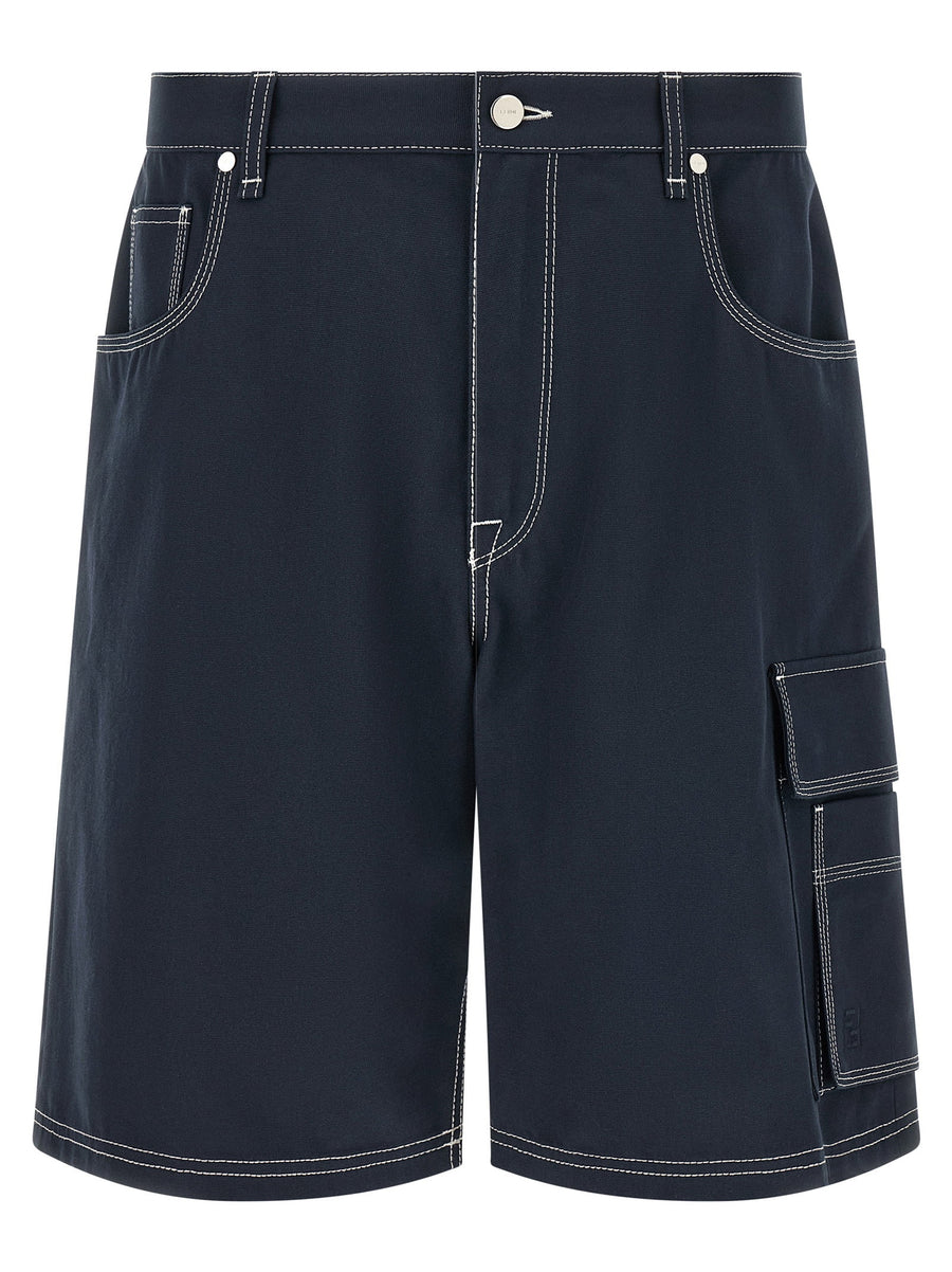 Fendi Bermuda Cargo Canvas Shorts Blue One Hundred Percent Cotton Relaxed Fit