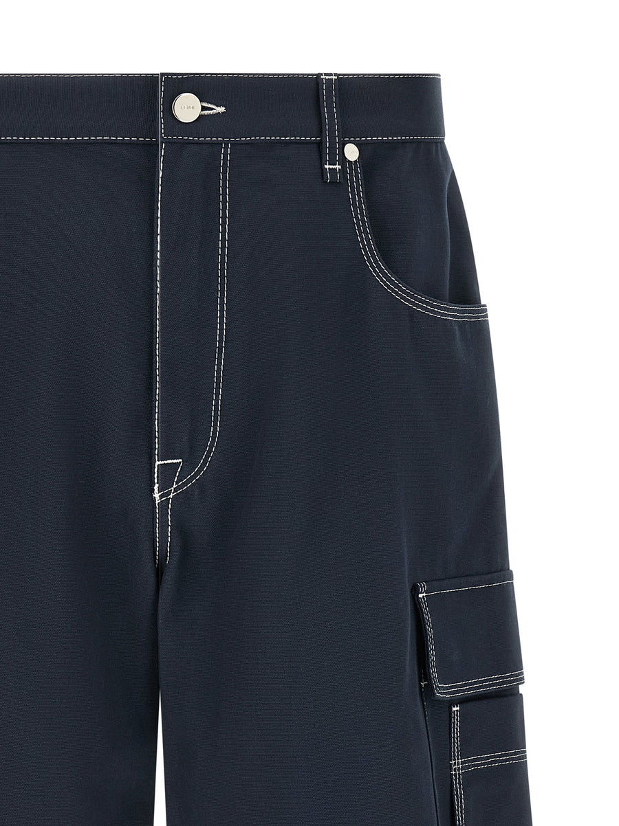 Fendi Bermuda Cargo Canvas Shorts Blue One Hundred Percent Cotton Relaxed Fit