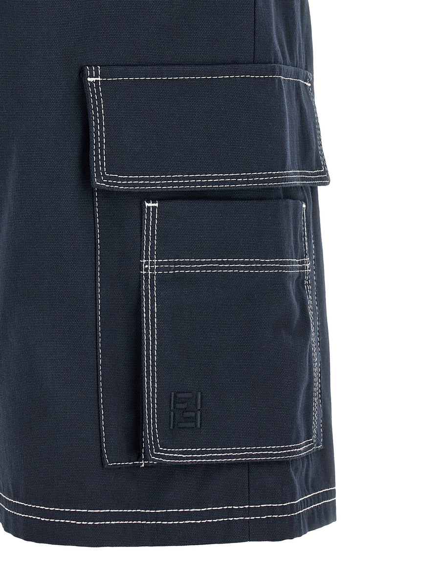 Fendi Bermuda Cargo Canvas Shorts Blue One Hundred Percent Cotton Relaxed Fit