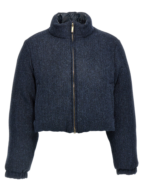 Thom Browne Herringbone Harris Tweed Reversible Down Jacket