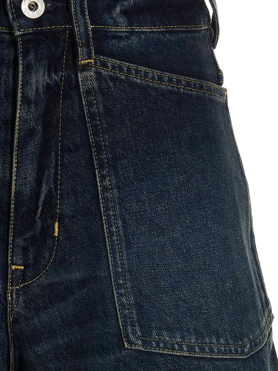 Kenzo Denim Shorts For Women 100 Percent Cotton With Zip Button Closure And Leather Logo Patch Premium Essential