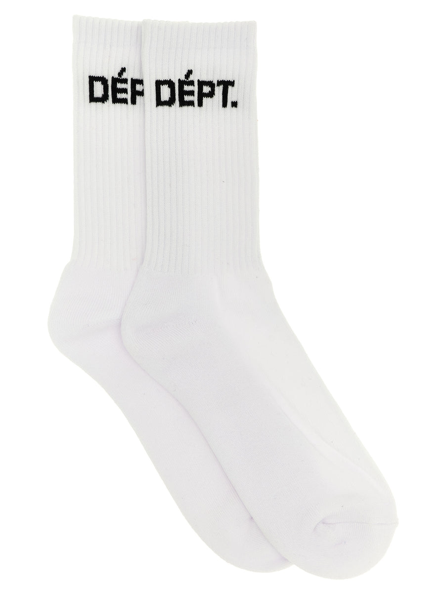 Gallery Dept Clean Socks One Size White Black Ribbed Top Logo Intarsia For Men Luxury Everyday Comfort