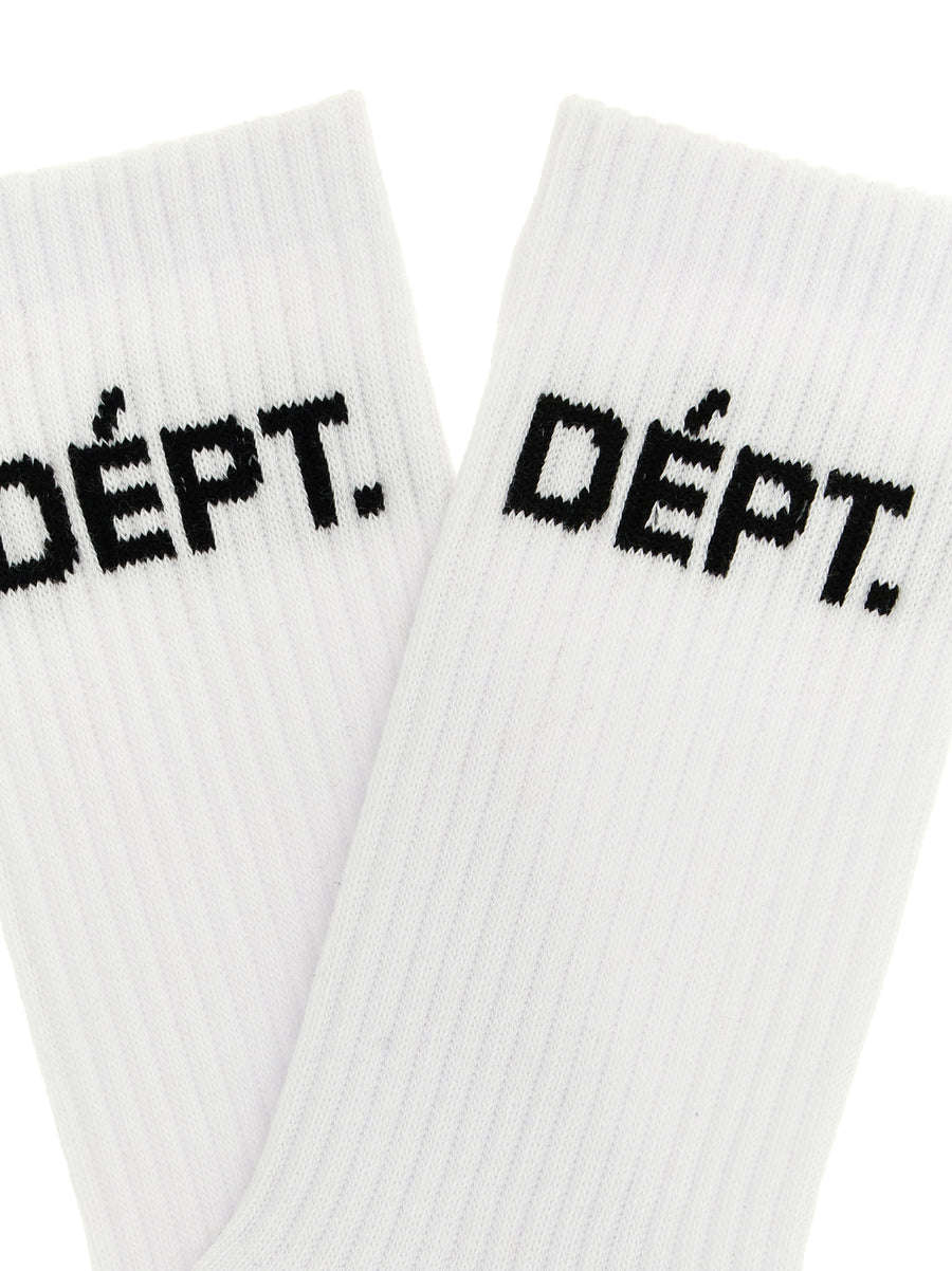 Gallery Dept Clean Socks One Size White Black Ribbed Top Logo Intarsia For Men Luxury Everyday Comfort