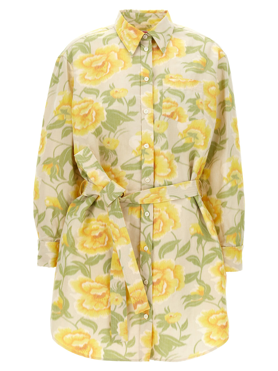 Kenzo Peonies Kimono Sleeve Dress for Women with Belted Waist Multicolor Print Spring Summer Versatile