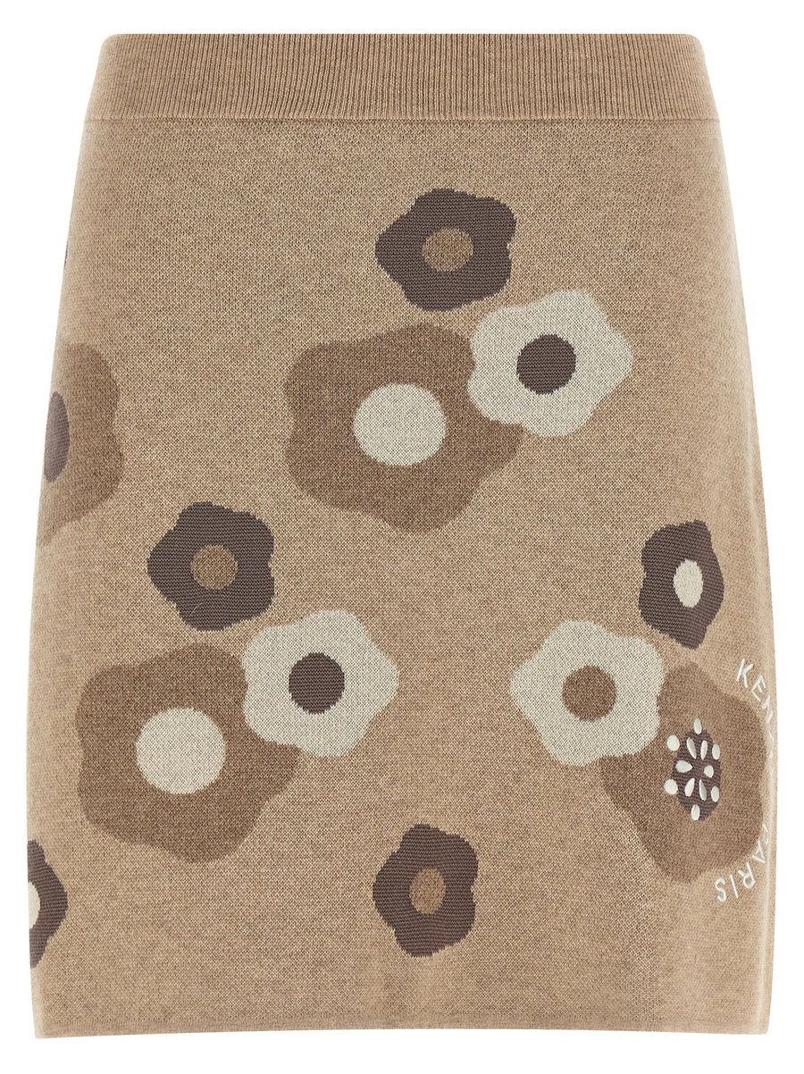 Kenzo Hana Dots Skirt For Women With Textured Knit Detailing Luxury Wool Blend Statement Piece FW25