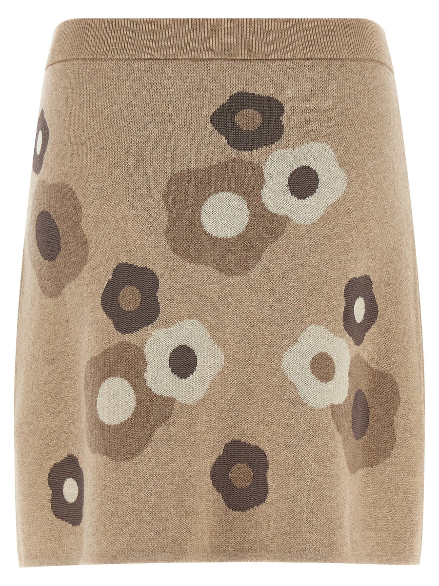 Kenzo Hana Dots Skirt For Women With Textured Knit Detailing Luxury Wool Blend Statement Piece FW25